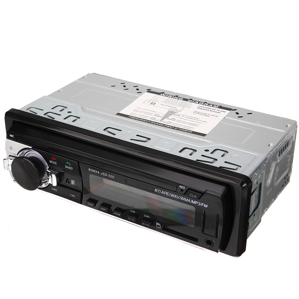 Máy Nghe Nhạc MP3 JSD-520 12-24V 12Pin Bluetooth 60Wx4 FM Radio Stereo Có Cổng USB / SD Cho Xe Hơi