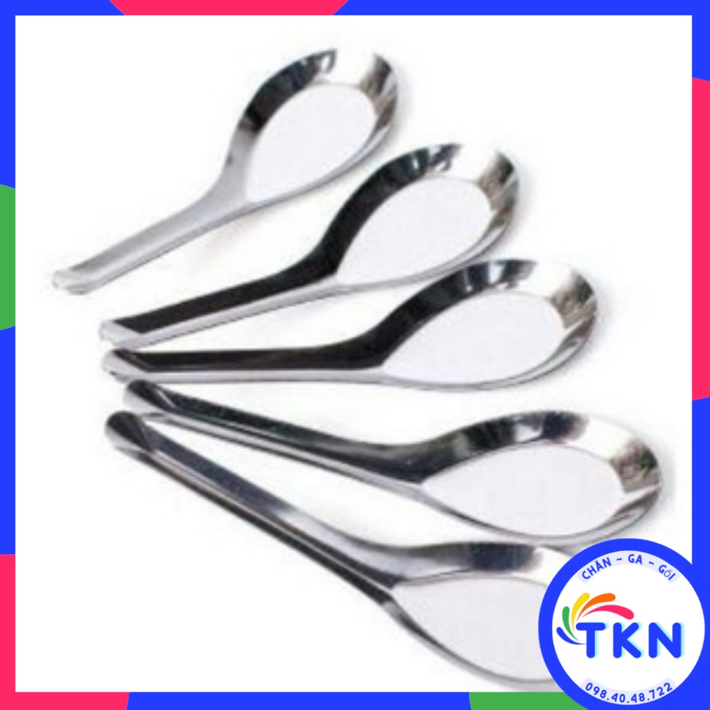 Combo 5 thìa ăn phở inox loại đẹp , thìa ăn phở chống gỉ giá rẻ