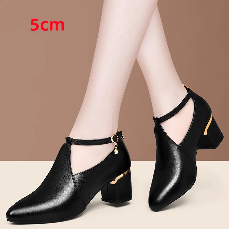 Giày Cao Gót Da Mềm Gót Dày Cỡ Lớn Thời Trang Cho Nữ 779