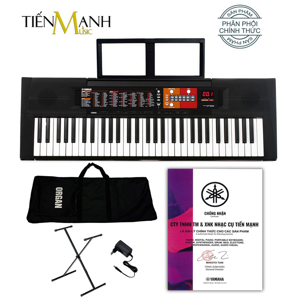 [Chính Hãng] Bộ Đàn Organ Yamaha PSR-F51 - Đàn, Chân, Bao, Nguồn - Keyboard PSR F51 Có tem chống hàng giả bộ CA