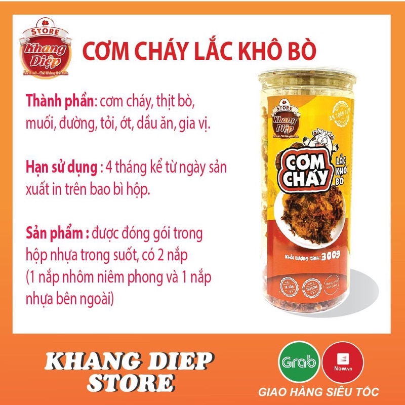 Cơm cháy lắc khô bò 300g Khang Diệp đồ ăn vặt Hà Nội