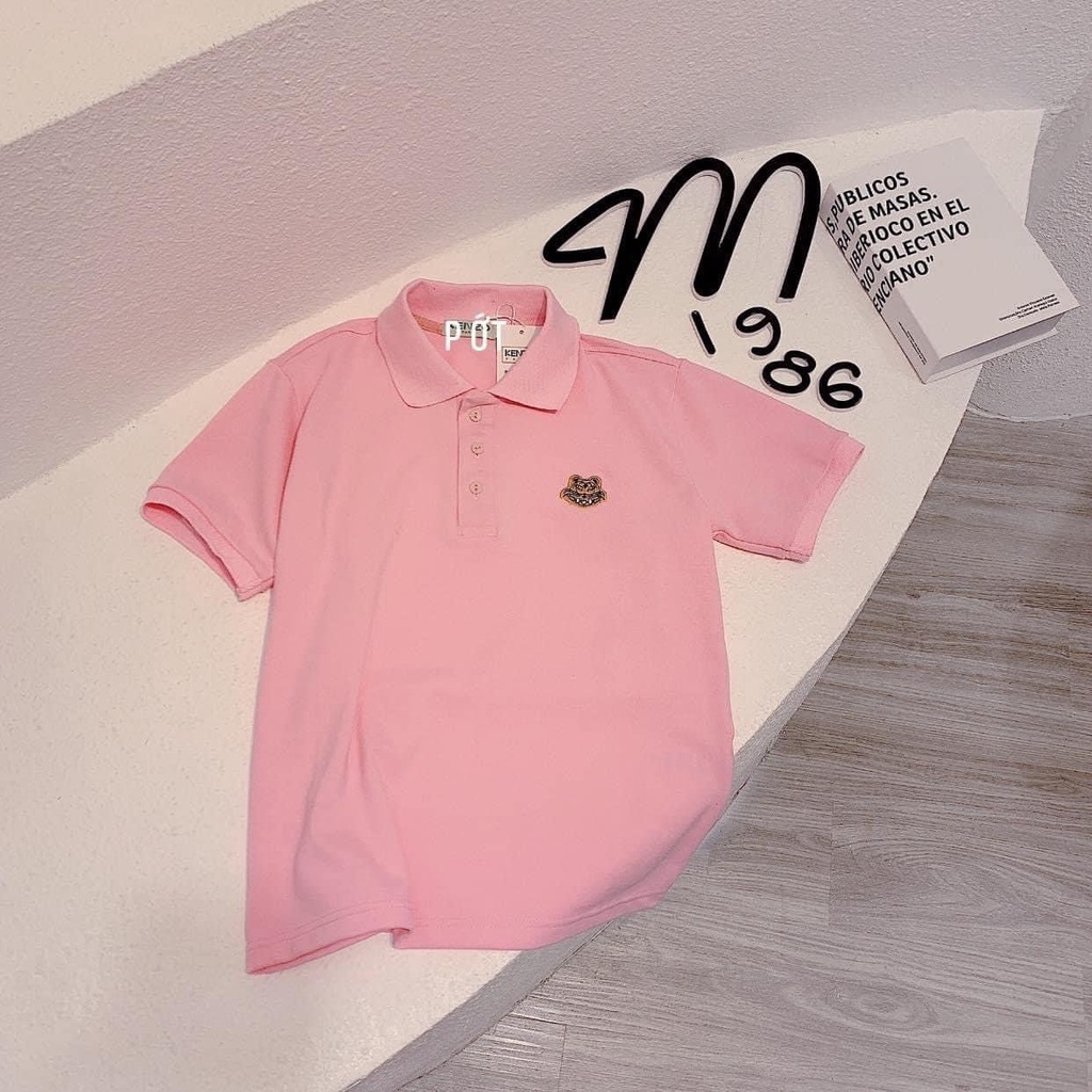 Áo Polo Nữ HC Thêu Hổ Cổ Bẻ Màu Hường Siêu Tôn Da, Phông Cộc Tay, Chất Polo Cá Sấu Thông Hơi Dày Dặn