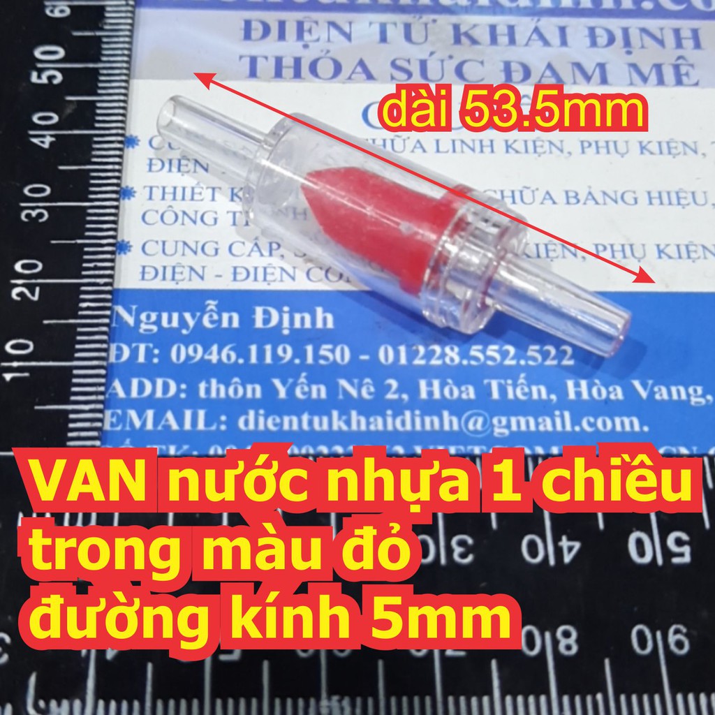 5 cái VAN nước nhựa 1 chiều trong màu đỏ đường kính 5mm kde6421