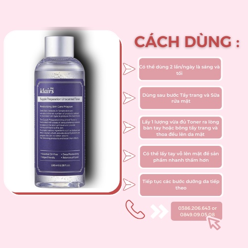 Nước Hoa Hồng Klairs Supple Preparation Toner 180ml TN492 | WebRaoVat - webraovat.net.vn