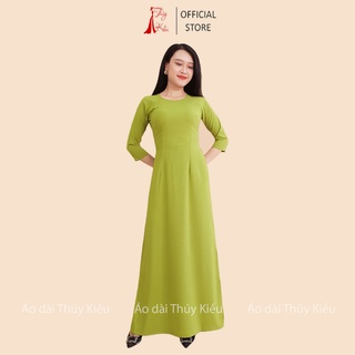 Áo dài Thúy Kiều trơn lụa Nhật màu xanh cốm K4