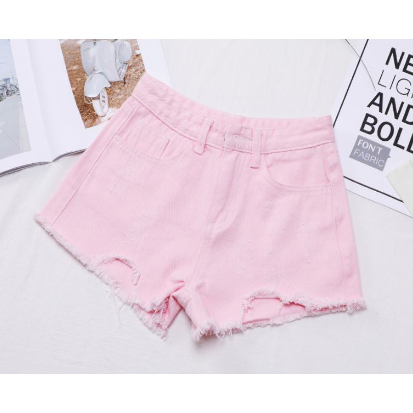 Quần short jean form lưng cao HQS12 Hỉn Hỉn Store