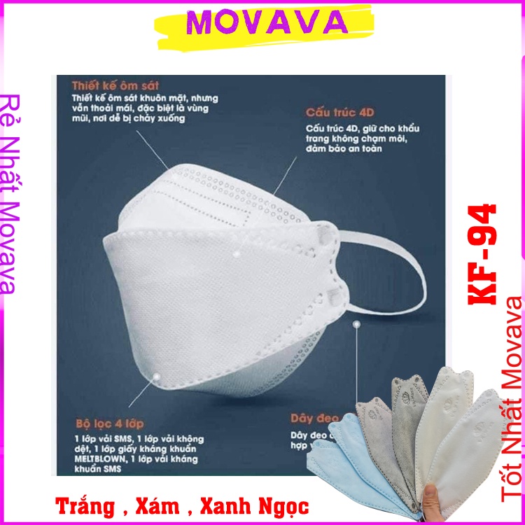 khẩu trang kf94 kháng khuẩn chống bụi bẩn 4D hàn quốc y tế ôm sát mặt Shop Movava KT4D