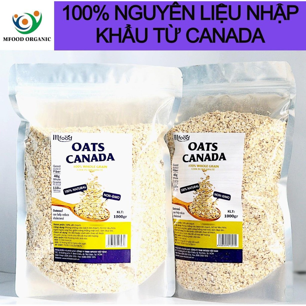 Yến Mạch Canada cán vỡ Túi 1 kg siêu sạch OATS