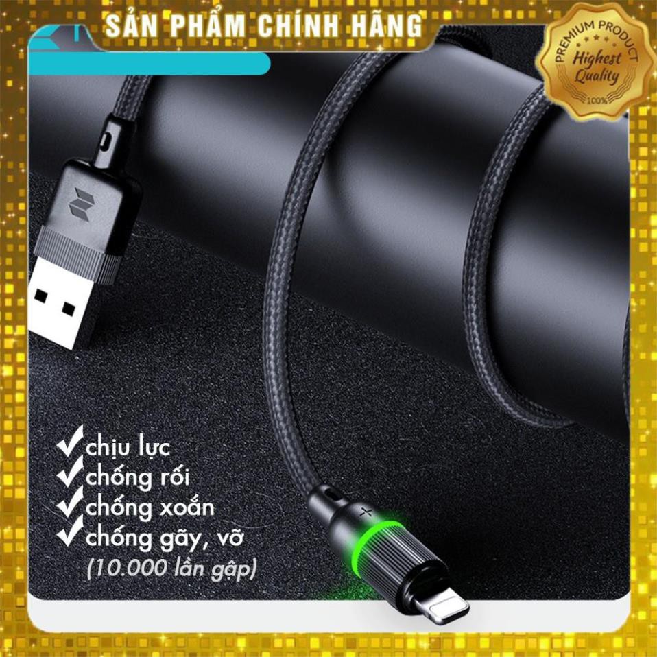 Dây cáp sạc nhanh 2.4A tự ngắt Lightning hiệu ROCK R10 data tốc độ cao 480 Mbps cho iPhone / iPad - Hàng chính hãng