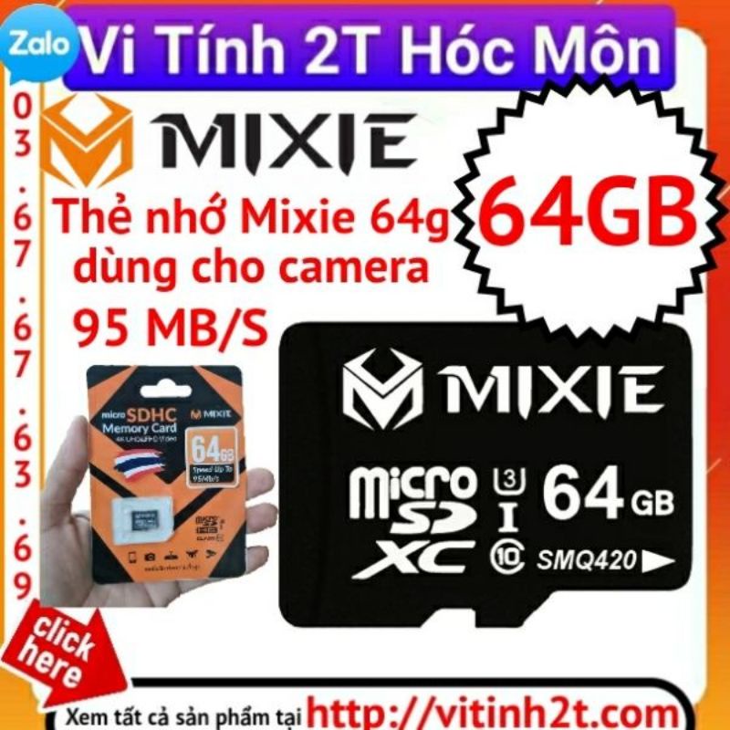 Thẻ nhớ Micro SD 64GB MIXIE dùng tốt cho camera