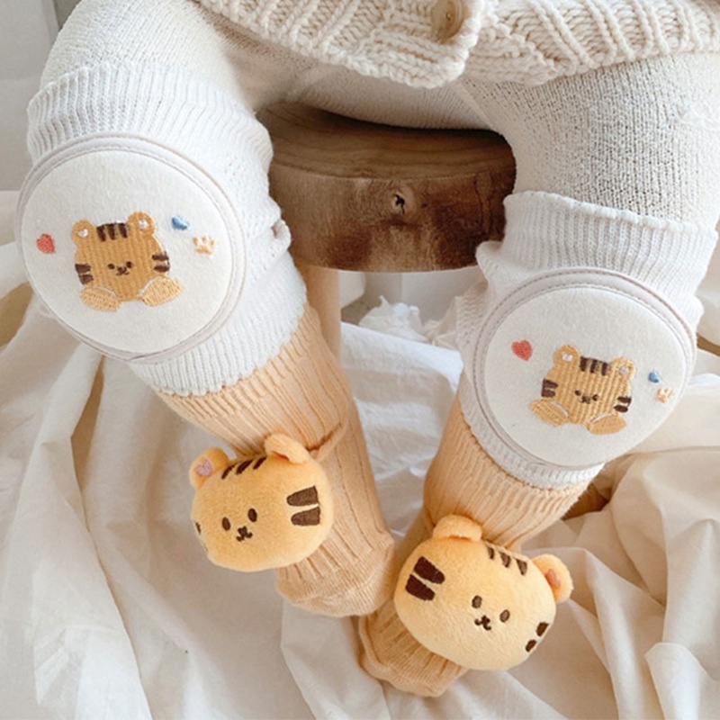 Miếng Đệm Bảo Vệ Đầu Gối Giữ Ấm Bằng Cotton Màu Sắc Trung Tính Dành Cho Bé Trai Gái Tập Bò