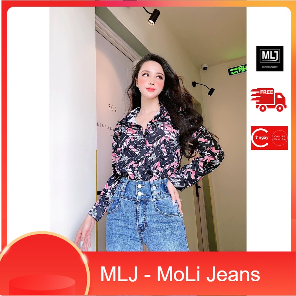 Quần jean dài lưng cao BIG SIZE Lưng siêu cao, kiểu dáng 2 nút, TUA LAI co dãn mạnh dành cho người béo 3330 Molijean