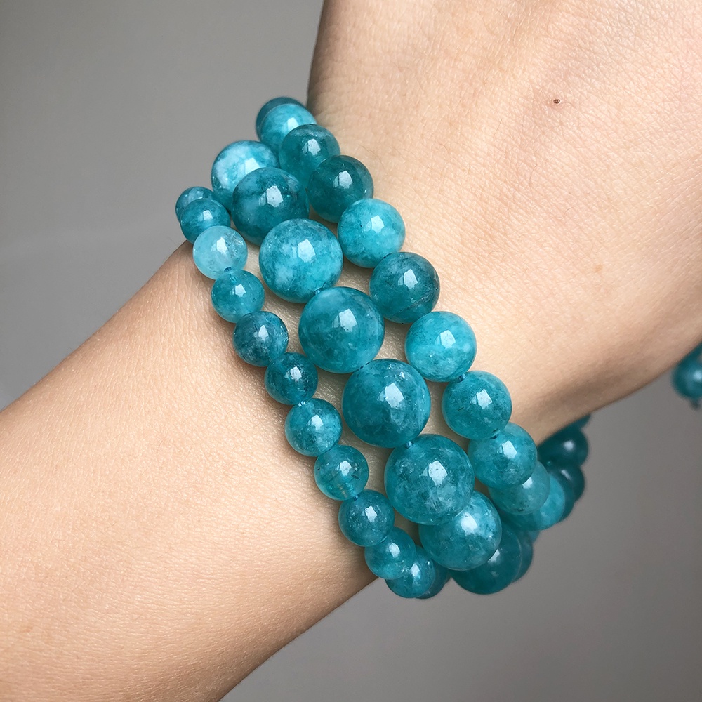 DIY Imitation Blue Amazonite Loose Beads For Making Bracelet 15"