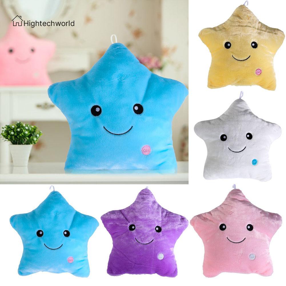 Hightechworld Colorful Star Glow LED Luminous Light Pillow Cushion Soft Relax Gift Smile