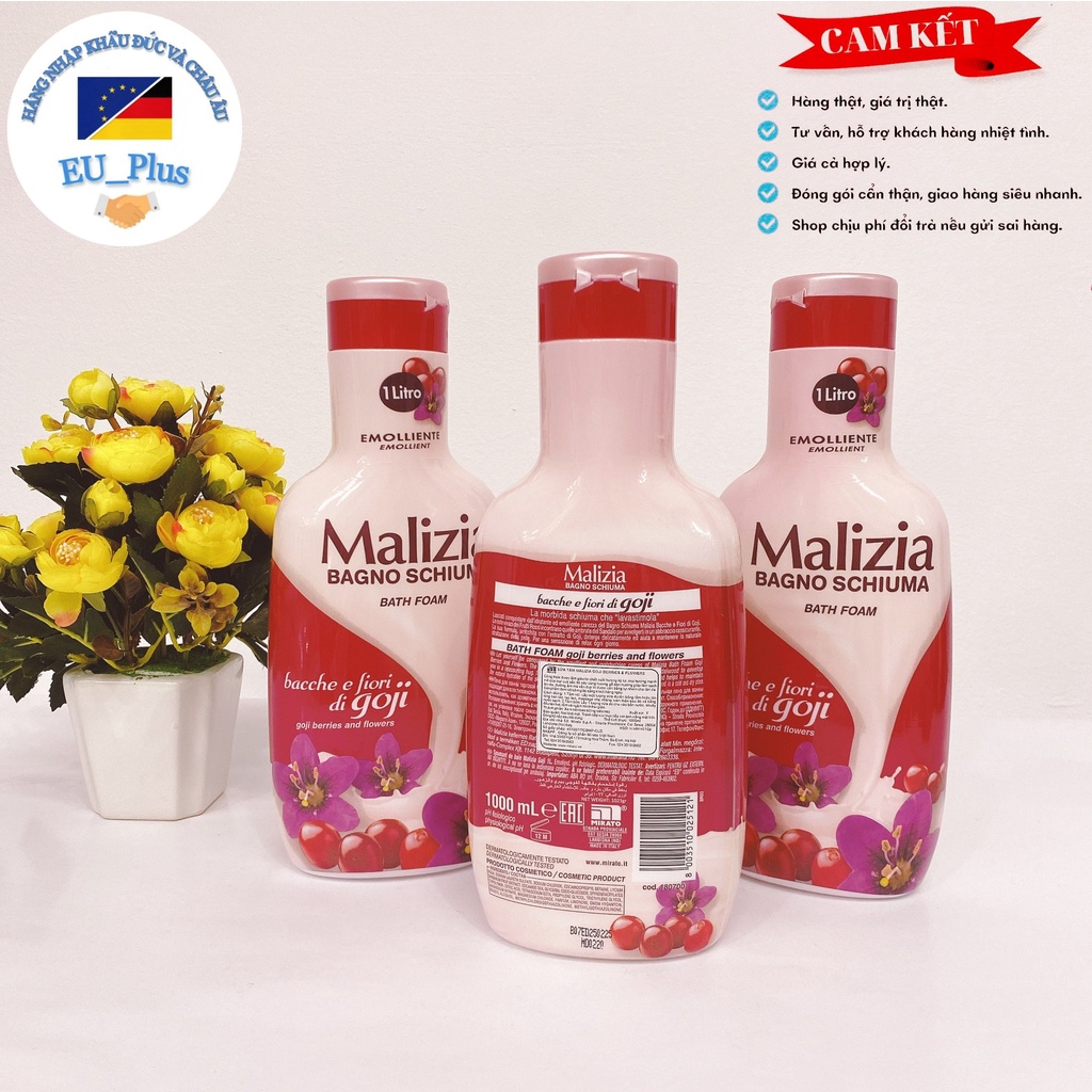 Sữa tắm Malizia 1000ml - Ý mùi thơm, dưỡng ẩm tốt
