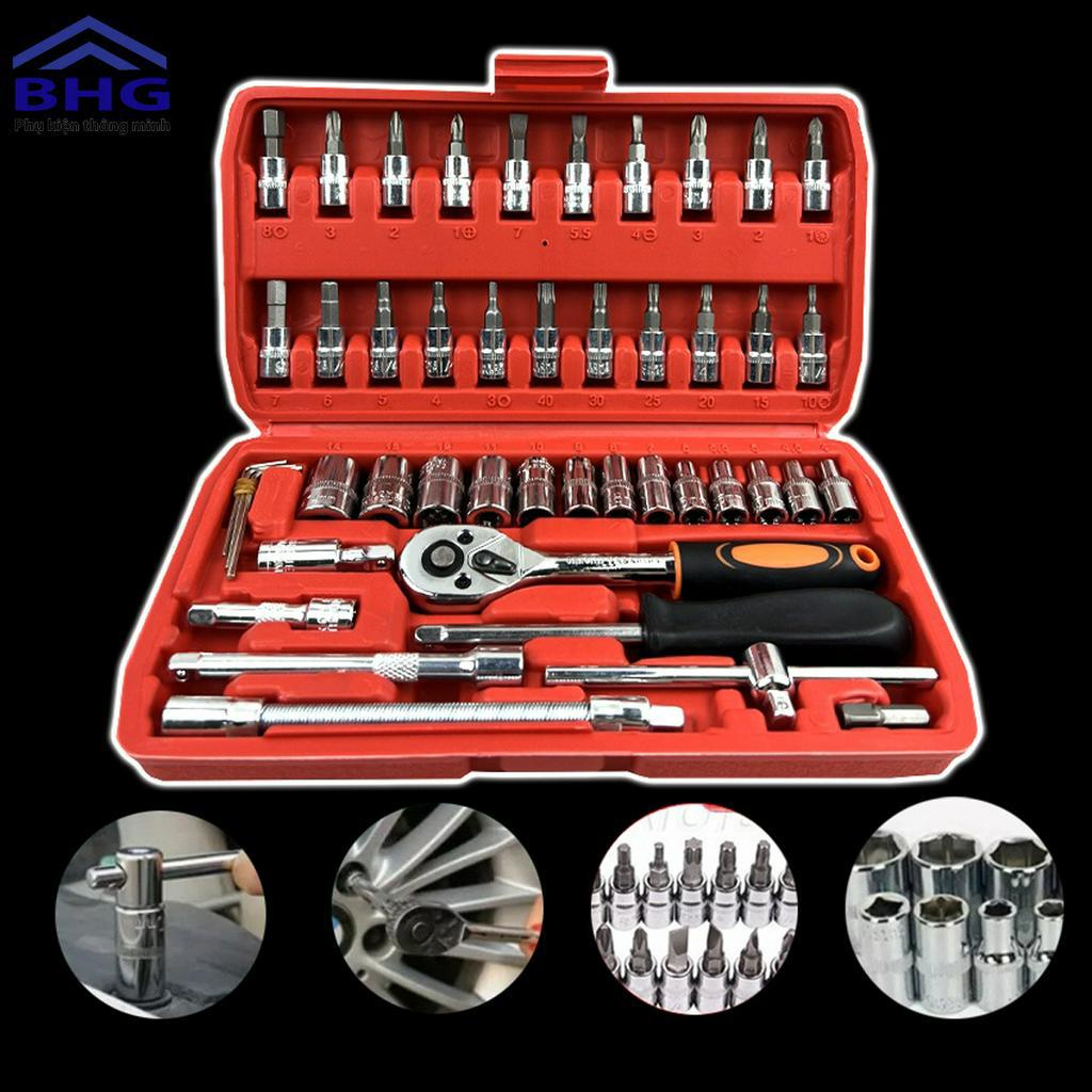 BỘ DỤNG CỤ 46PC THÉP CAO CẤP MỞ BU LÔNG ỐC VÍT ĐA NĂNG 46 CHI TIẾT,BỘ DỤNG CỤ SỬA CHỮA CẦM TAY NHỎ GỌN BHG