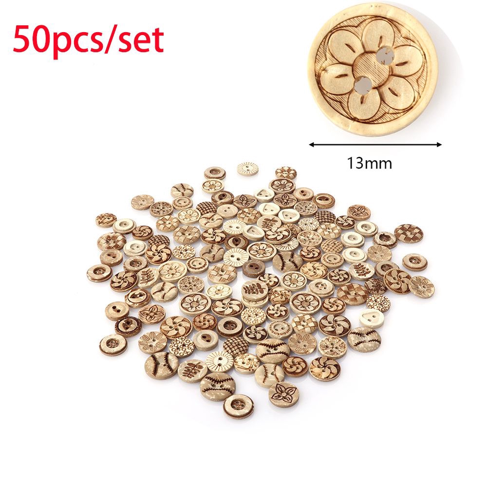Set 50 Nút Gỗ 2 Lỗ Trang Trí Quần Áo/ Đầm Cưới Thời Trang