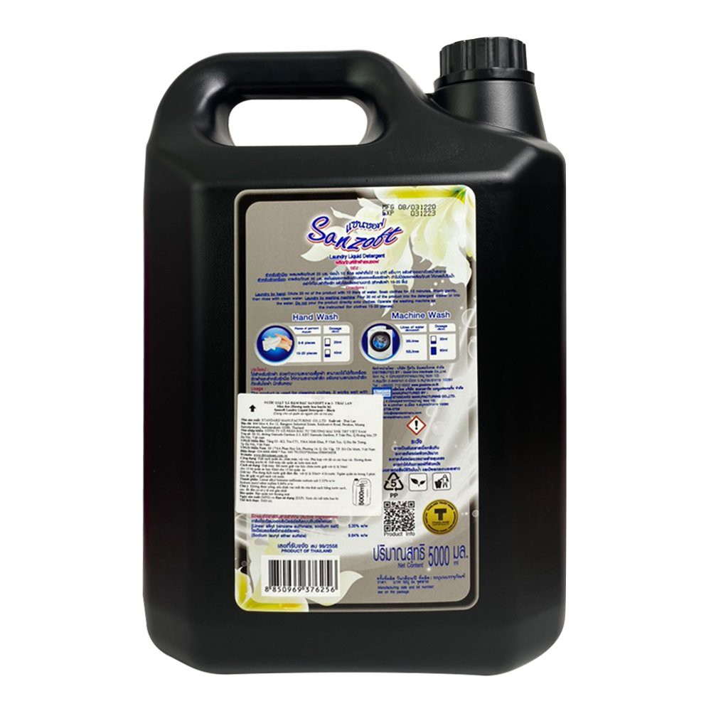 Nước giặt xả nước hoa SANZOFT hương hoa huyền bí 6in1 Thái Lan 5000ml - can đen - Strongly bloom