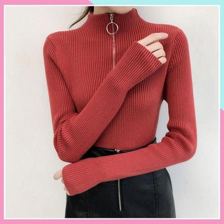 Áo len nữ body khoá kéo hàng Quảng Châu cao cấp loại 1- L102 (Kèm ảnh thật)
