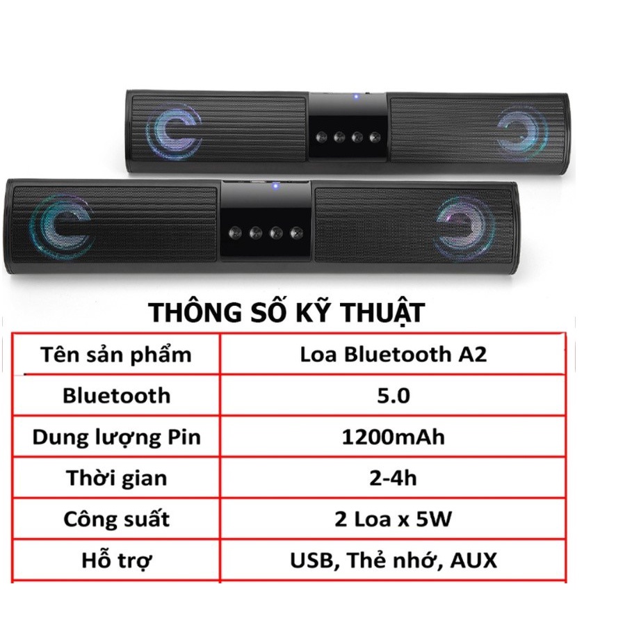 Loa Bluetooth Không Dây A2, Âm Thanh Hay, công suất lớn, loa bluetooth bass mạnh, âm thanh lớn hát karaoke.