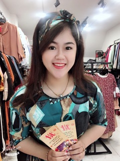 Áo dài xanh hoạ tiết bigsize