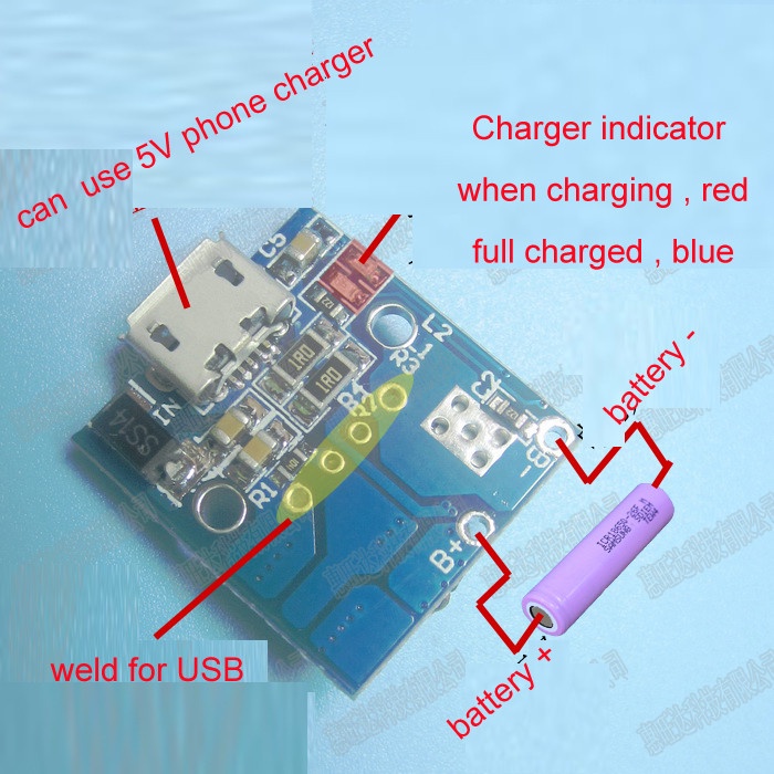 Bộ Sạc Pin Lithium 5V Cho Nguồn Li-Po 18650