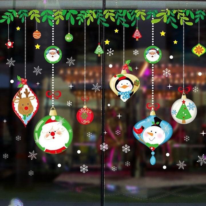 Decal dán tường Tán treo trang trí NOEL ⚡️𝐅𝐑𝐄𝐄 𝐒𝐇𝐈𝐏⚡️ Decal trang trí NOEL - PVC chống thấm nước, keo siêu dính