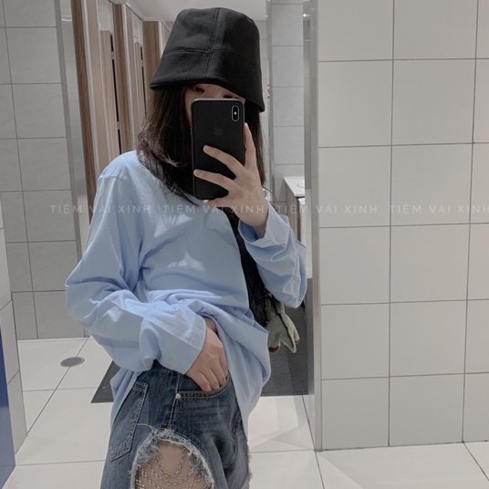 Áo Thun Dài Tay  [Tiệm Vải Xinh]  Áo Thun Tay Dài Form Rộng Chuẩn Cotton Nặng 300Gr - TD100