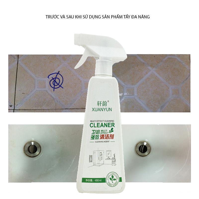 Chất tẩy rửa XUAN YUN, tẩy trắng bồn cầu, gạch men ố vàng, sen vòi inoxX
