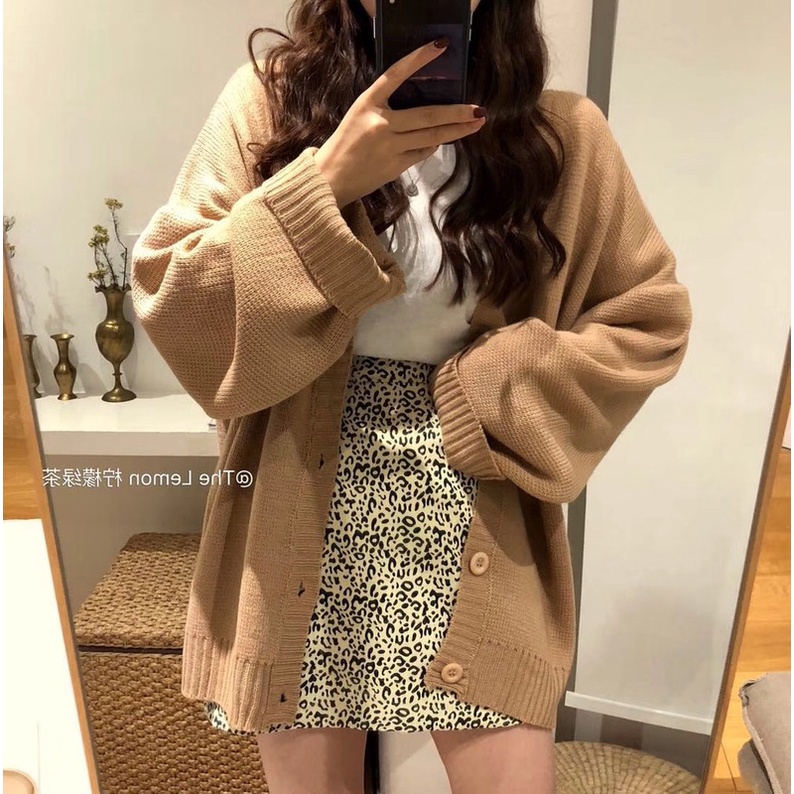 Áo cardigan len dáng rộng, áo khoác cardigan len dày phong cách Hàn Quốc
