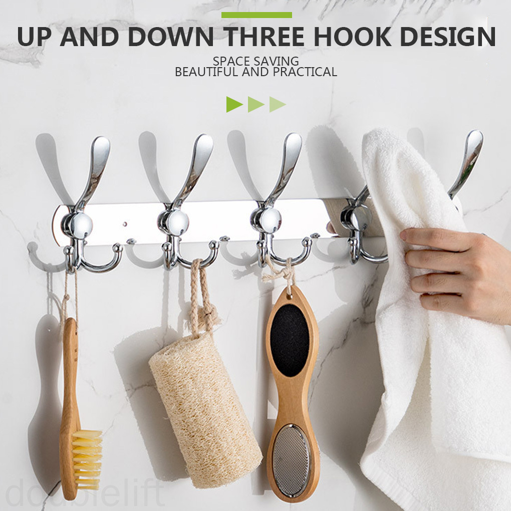 Wall Mounted Coat Hanger Clothes Hat Rack with Hooks Bathroom Hanging Organizer Towel Hook Stand doublelift store