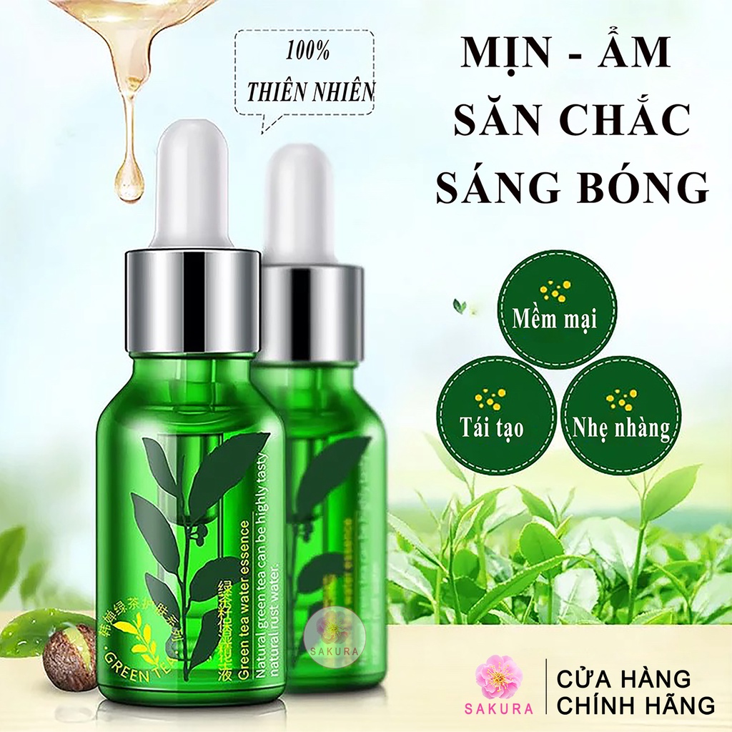 Tinh chất trà xanh ROREC Serum trắng da dưỡng ẩm ngăn ngừa mụn nội chống lão hoá địa trung SAKURA 15ml