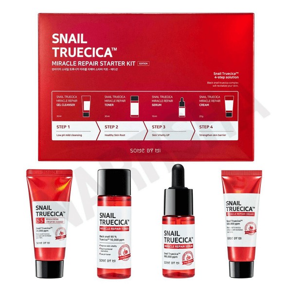 Bộ Sản Phẩm Hỗ Trợ Phục Hồi Da Chiết Xuất Ốc Sên Some By Mi 4 Món Truecica Miracle Repair Starter Kit