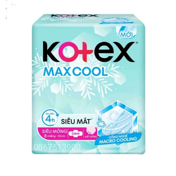 [Freeship70k] [Có link tặng 3 miếng] Bịch băng vệ sinh Kotex Max siêu mỏng cánh và không cánh 8 miếng