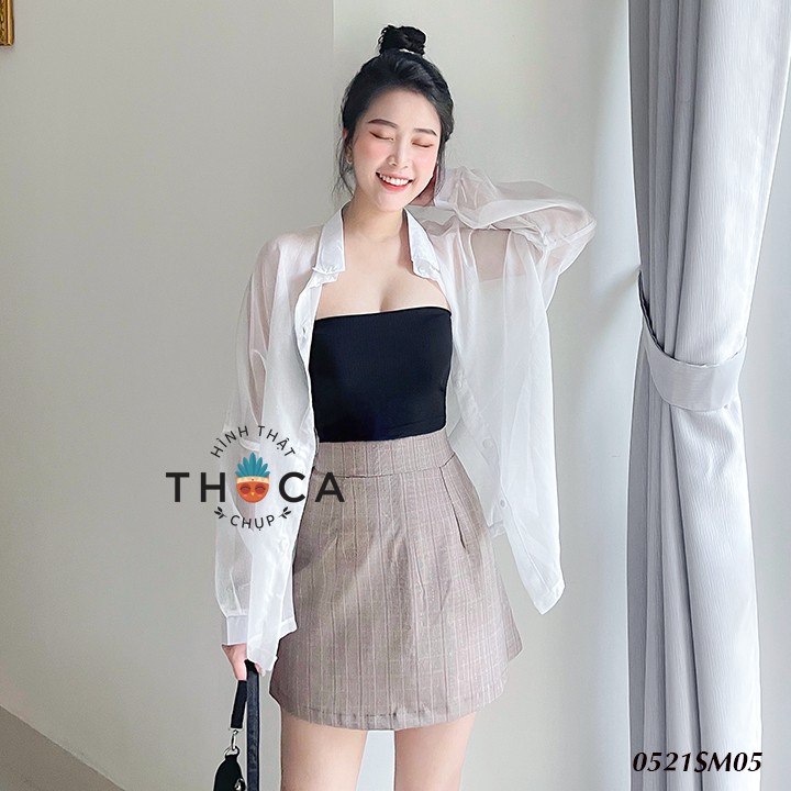 Áo sơ mi khoác ngoài voan mỏng trơn nhiều màu THOCA HOUSE mix match đồ cực xinh cho nàng