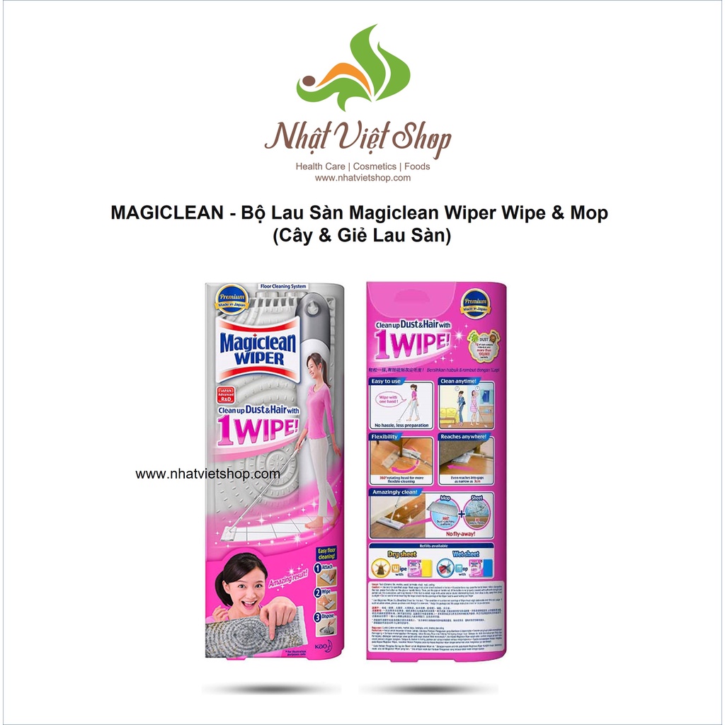 MAGICLEAN - Bộ Lau Sàn Magiclean Wiper Wipe &amp; Mop (Cây &amp; Giẻ Lau Sàn)