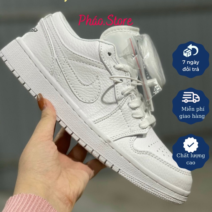 Giày Jordan cổ thấp, Jordan trắng, Jodan Full White logo Đen Hottrend dễ phối đồ cho nam nữ Full Box, Bill