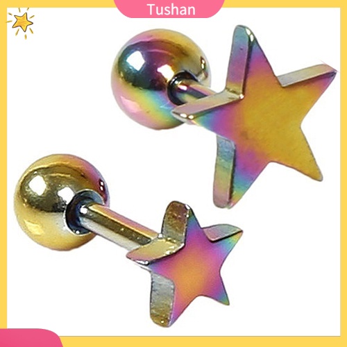 1 Cặp Bông Tai Hợp Kim Họa Tiết Ngôi Sao Năm Cánh Cho Nam Và Nữ