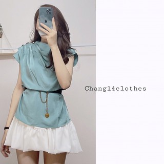 Áo sơ mi lụa cổ vạt chéo