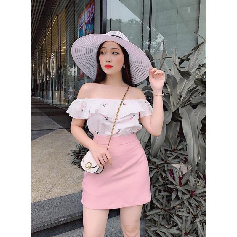 Set áo thêu hoa+quần giả váyFreeshipkèm video ảnh thật