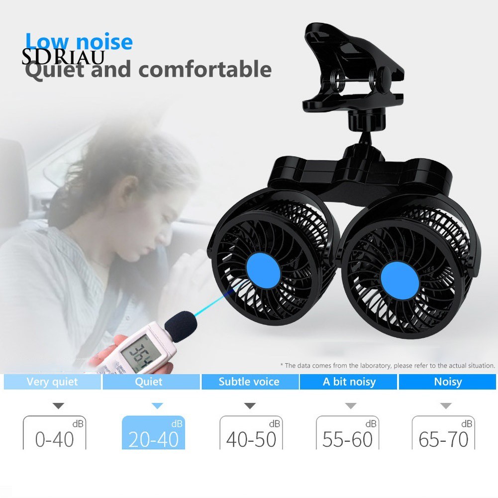 Quạt Làm Mát Hai Đầu 12 / 24V Có Thể Điều Chỉnh Gắn Xe Hơi Xe Tải