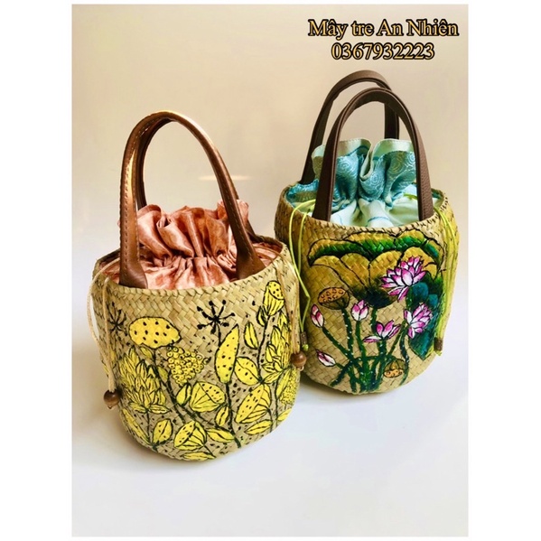 Giỏ đệm tròn quay da