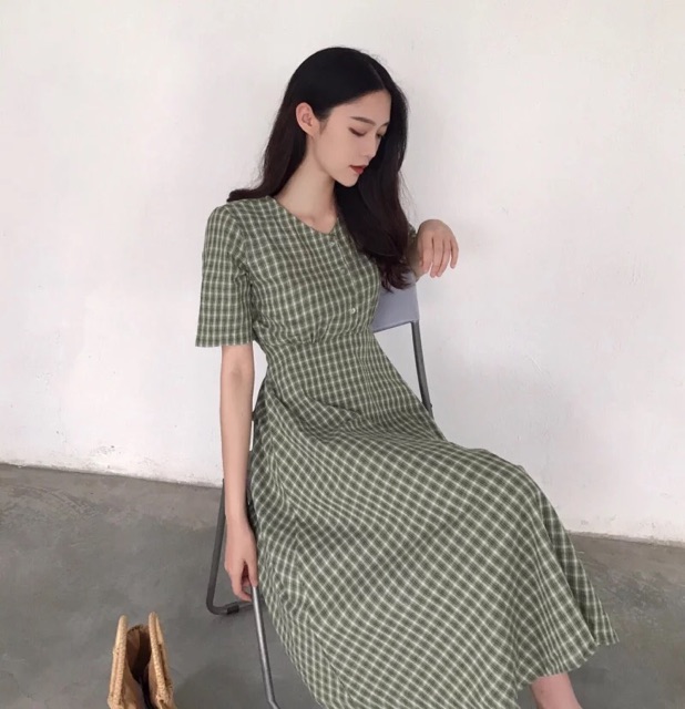 [ ORDER ] Đầm caro ulzzang dáng suông / đầm vintage dài có size lớn bigsize | BigBuy360 - bigbuy360.vn