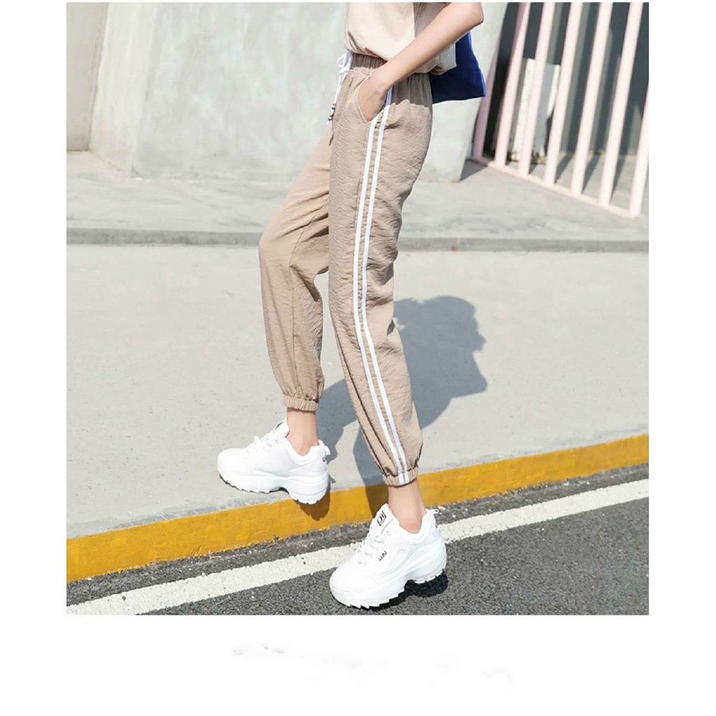 Quần thể thao nữ lưng thun rút dây phong cách Hàn Quốc | BigBuy360 - bigbuy360.vn