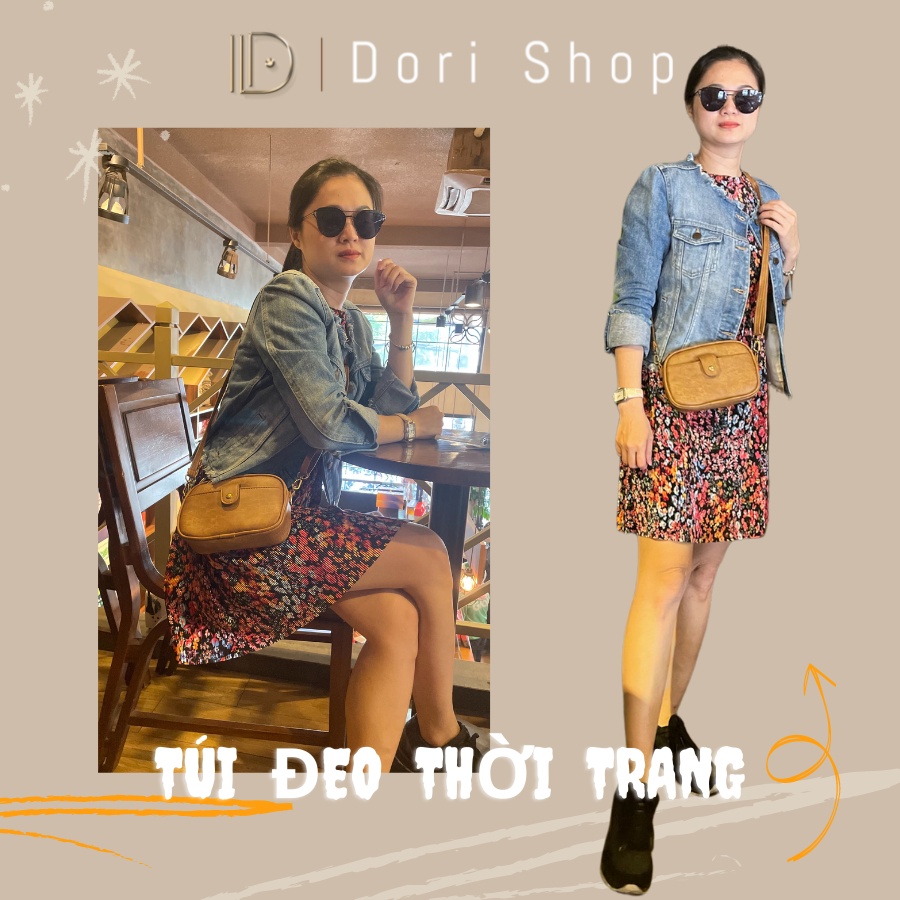 Túi xách nữ đeo chéo đựng điện thoại nhiều ngăn sang trọng trẻ trung, Túi da cao cấp  DC05|Dori Shop