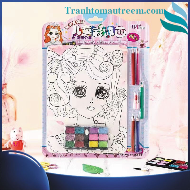 Tranh Tô Màu Trang Điểm Công Chúa Kèm Son