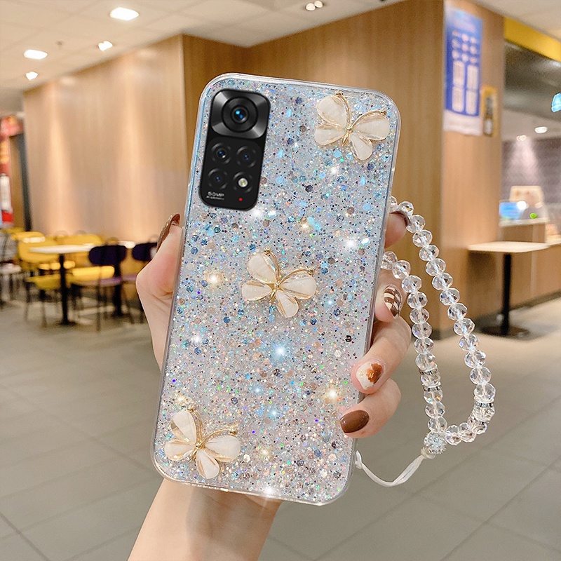 Ốp Điện Thoại Silicon Lấp Lánh Sang Trọng Có Dây Đeo Cho Xiaomi Redmi Note 11 Pro 11S 4G 5G Redmi 10C