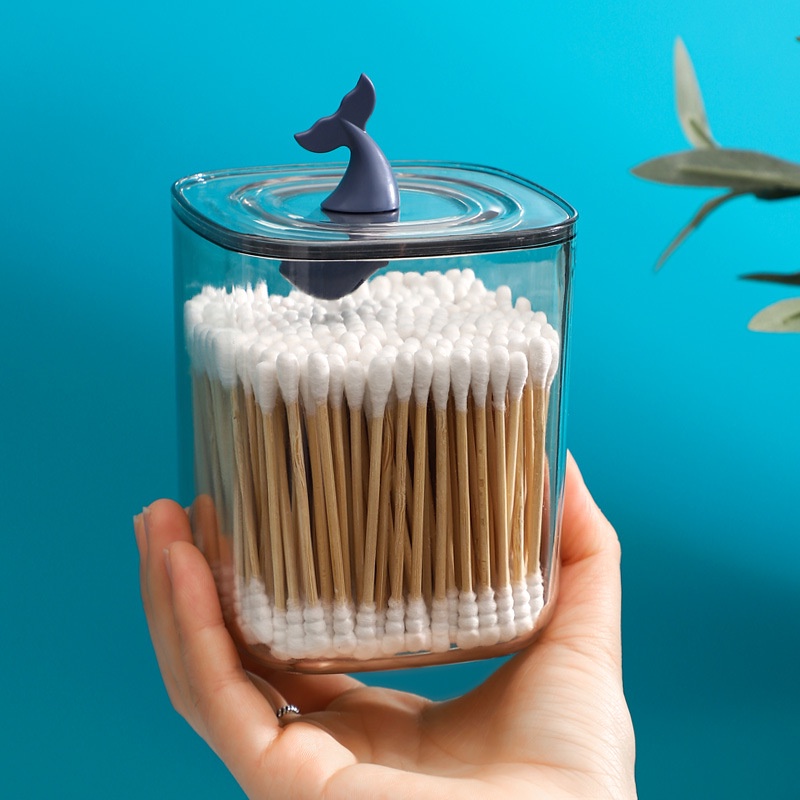 Hộp đựng bông tẩy trang, tăm bông, nắp kín không tiếp xúc không khí