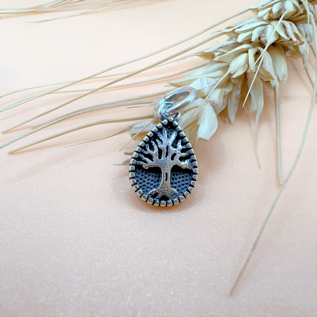 Charm móc treo cây gia đình hình giọt nước - Charm bạc 925 - Mã CA775
