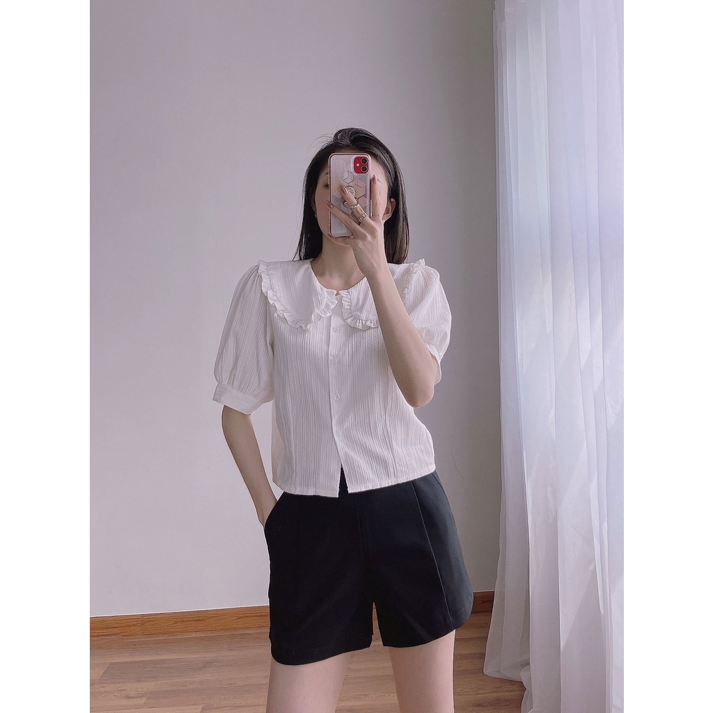 SALE 77K Áo sơ mi cổ sen tay phồng